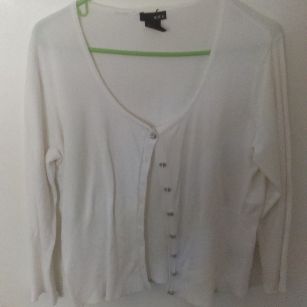 White cardigan sweater